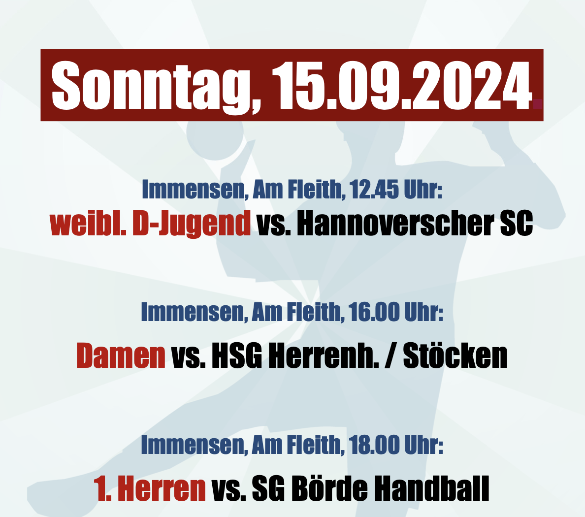 Handball nächste Spiele  21.9.24